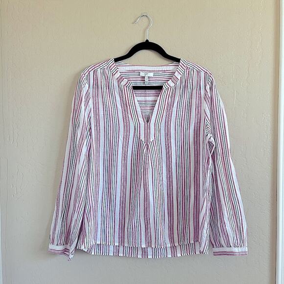 Joie Red White Blue Striped Long Sleeve Top - Picture 1 of 5